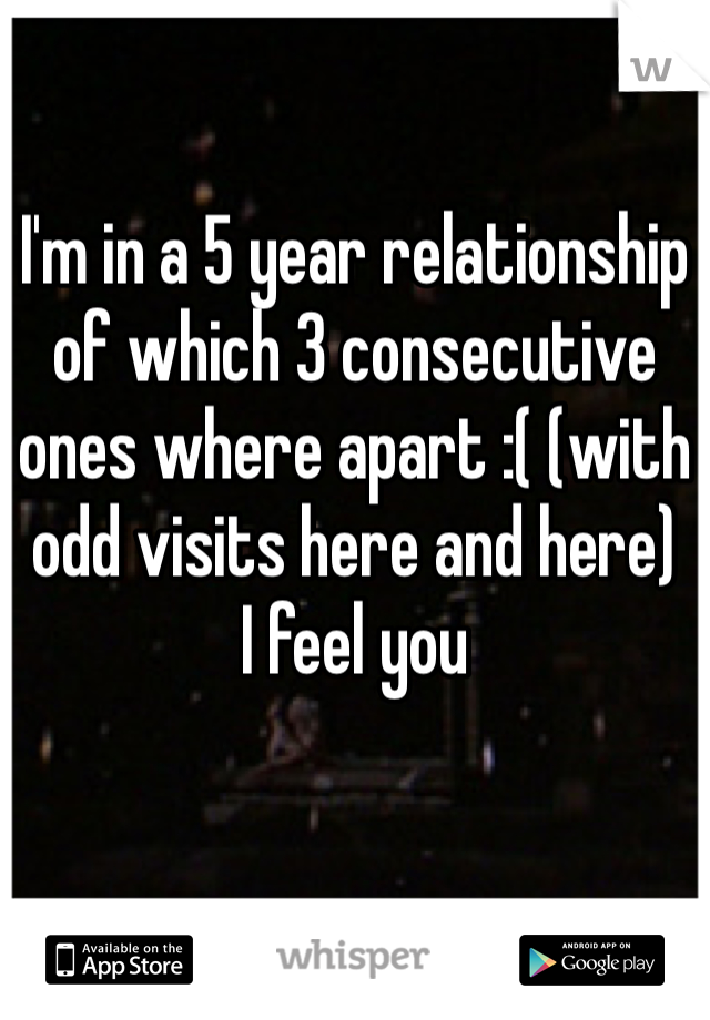 I'm in a 5 year relationship of which 3 consecutive ones where apart :( (with odd visits here and here) 
I feel you