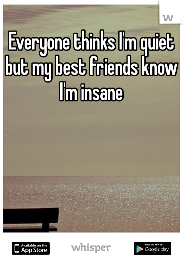 Everyone thinks I'm quiet but my best friends know I'm insane
