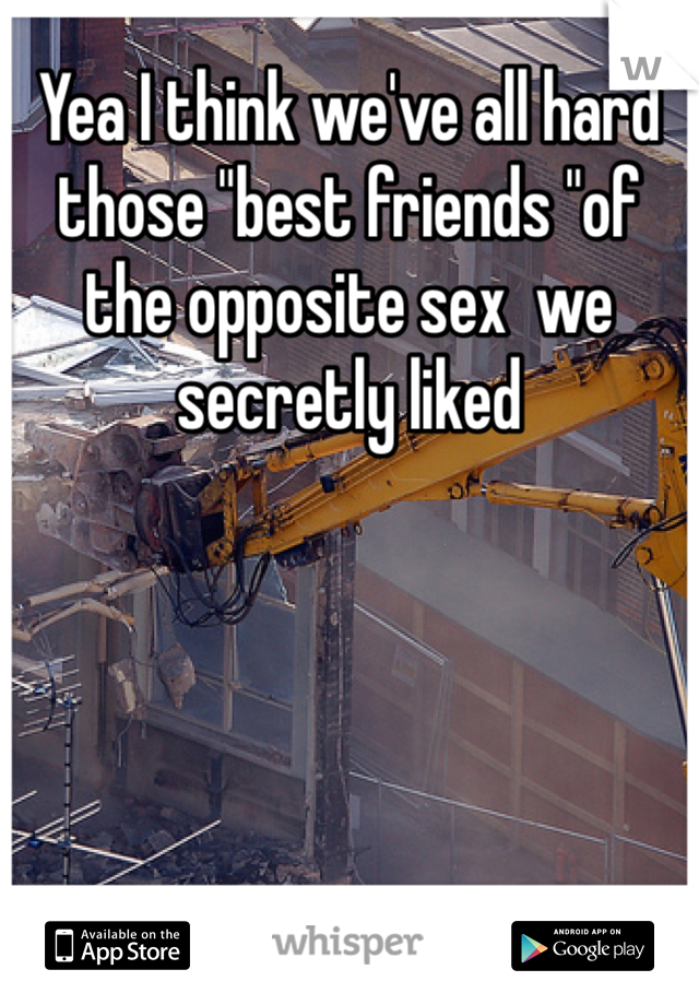 Yea I think we've all hard those "best friends "of the opposite sex  we secretly liked
