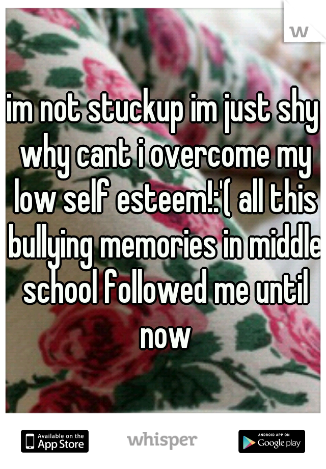 im not stuckup im just shy why cant i overcome my low self esteem!:'( all this bullying memories in middle school followed me until now