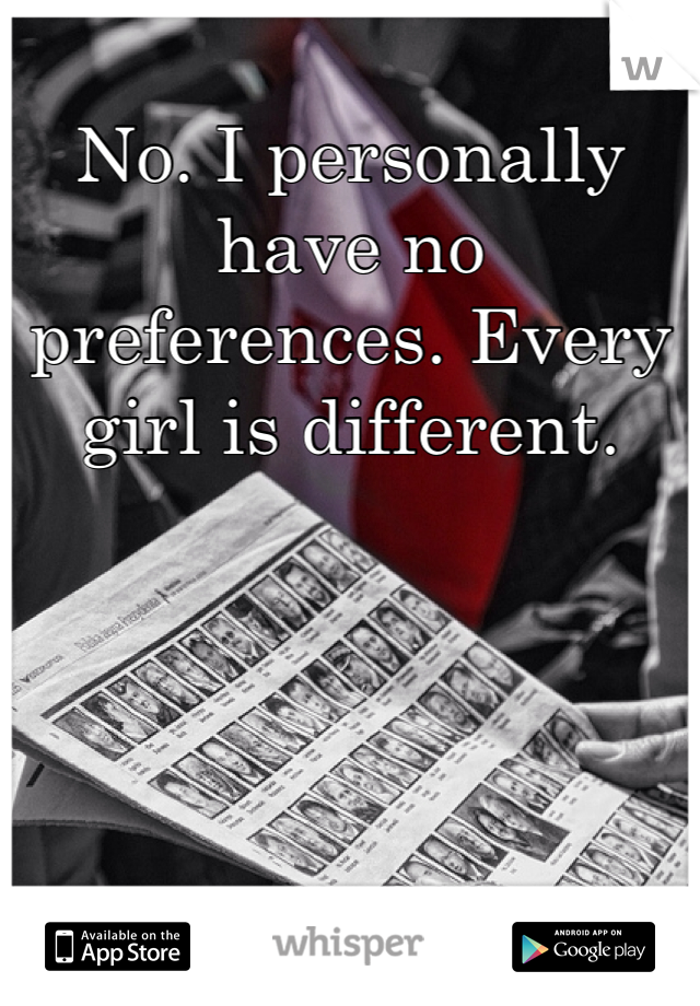 No. I personally have no preferences. Every girl is different.