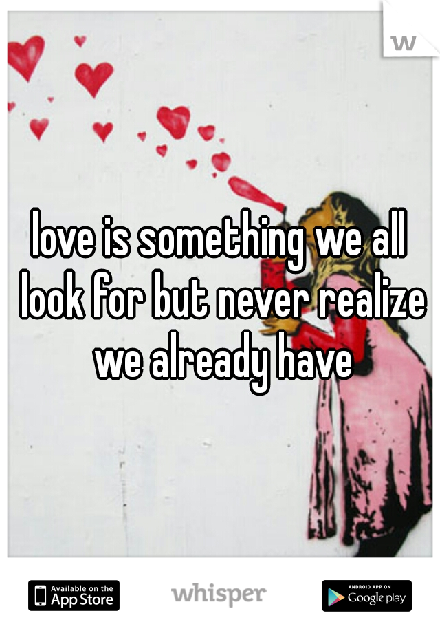 love is something we all look for but never realize we already have