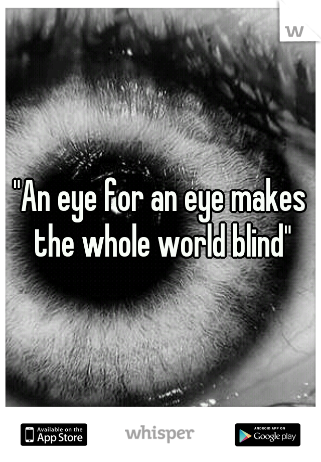 "An eye for an eye makes the whole world blind"