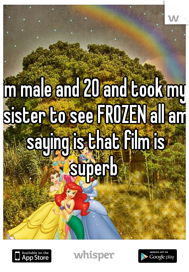 im male and 20 and took my sister to see FROZEN all am saying is that film is superb 