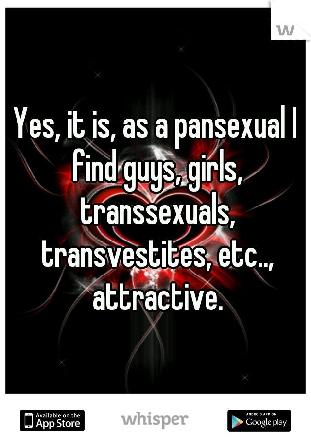 Yes, it is, as a pansexual I find guys, girls, transsexuals, transvestites, etc.., attractive.