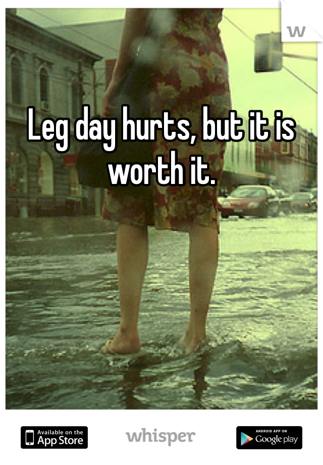 Leg day hurts, but it is worth it. 