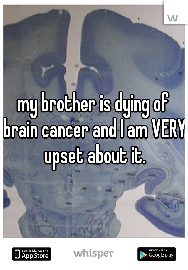 my brother is dying of brain cancer and I am VERY upset about it.