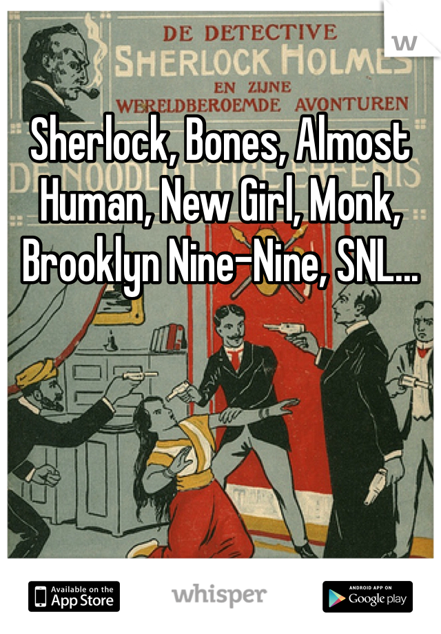 Sherlock, Bones, Almost Human, New Girl, Monk, Brooklyn Nine-Nine, SNL...