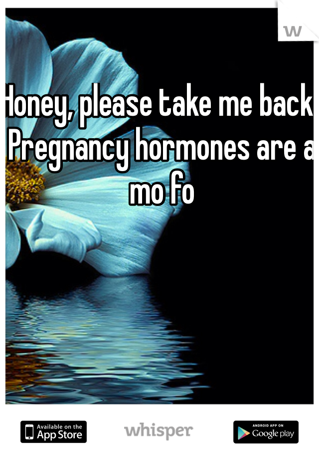 Honey, please take me back. Pregnancy hormones are a mo fo
