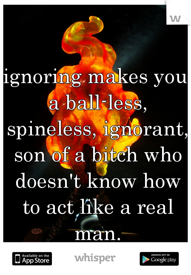 ignoring makes you a ball-less, spineless, ignorant, son of a bitch who doesn't know how to act like a real man.
