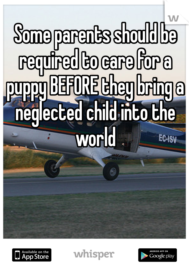 Some parents should be required to care for a puppy BEFORE they bring a  neglected child into the world