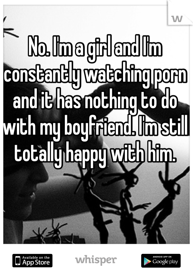 No. I'm a girl and I'm constantly watching porn and it has nothing to do with my boyfriend. I'm still totally happy with him. 