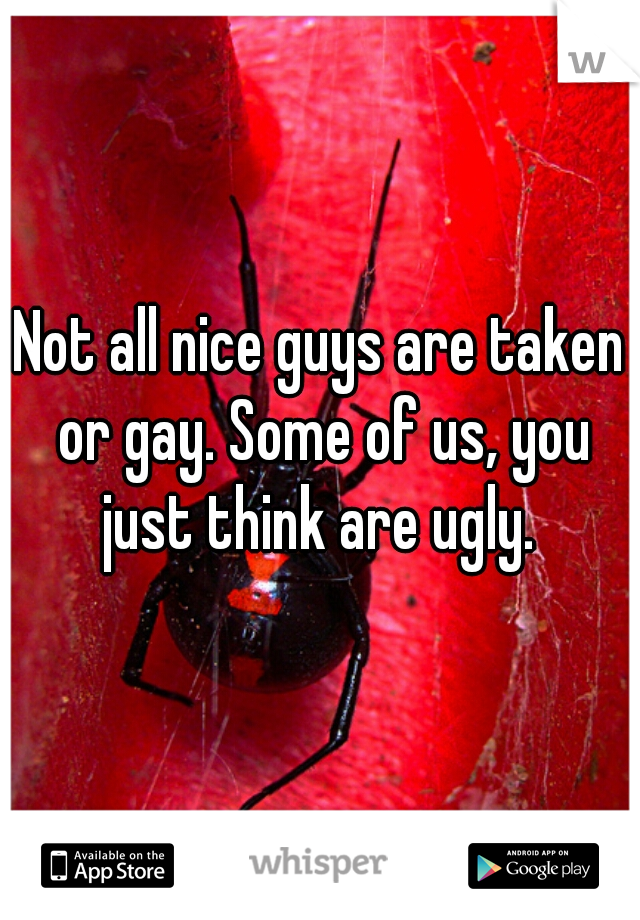 Not all nice guys are taken or gay. Some of us, you just think are ugly. 