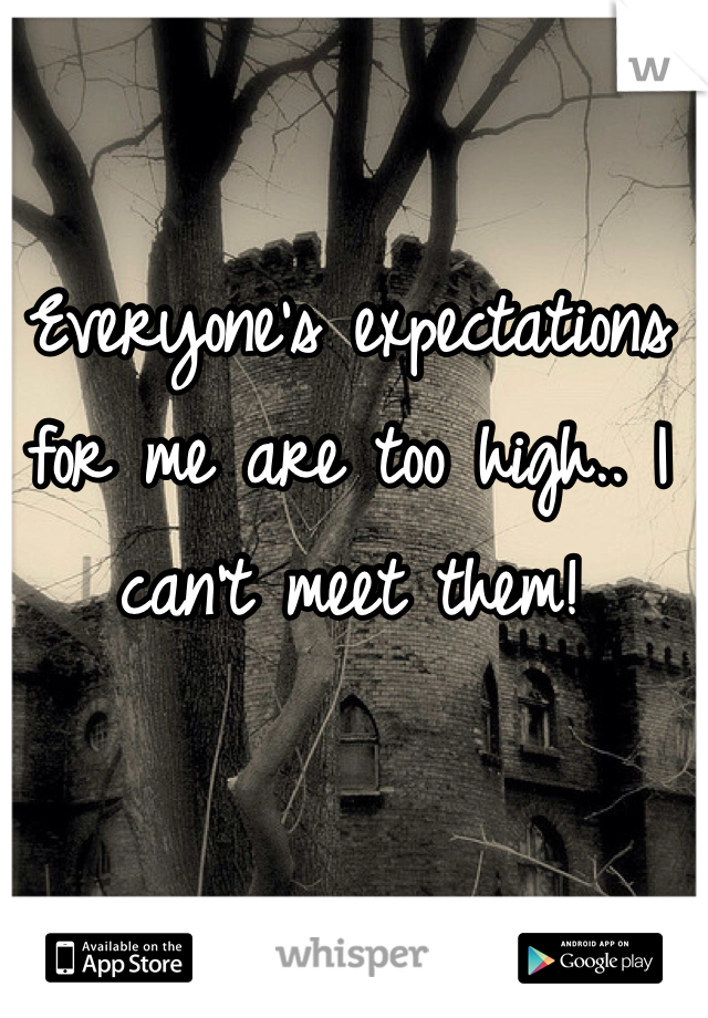 Everyone's expectations for me are too high.. I can't meet them! 