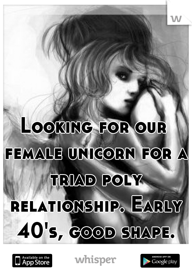 Looking for our female unicorn for a triad poly relationship. Early 40's, good shape. Columbus Ohio. 
