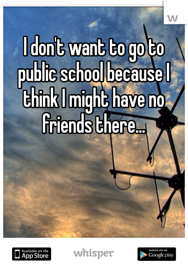 I don't want to go to public school because I think I might have no friends there...