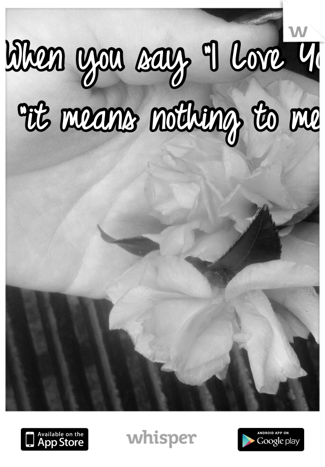 When you say "I Love You "it means nothing to me