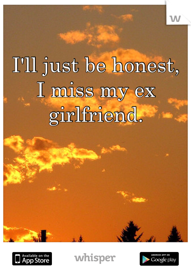 I'll just be honest, 
I miss my ex girlfriend. 