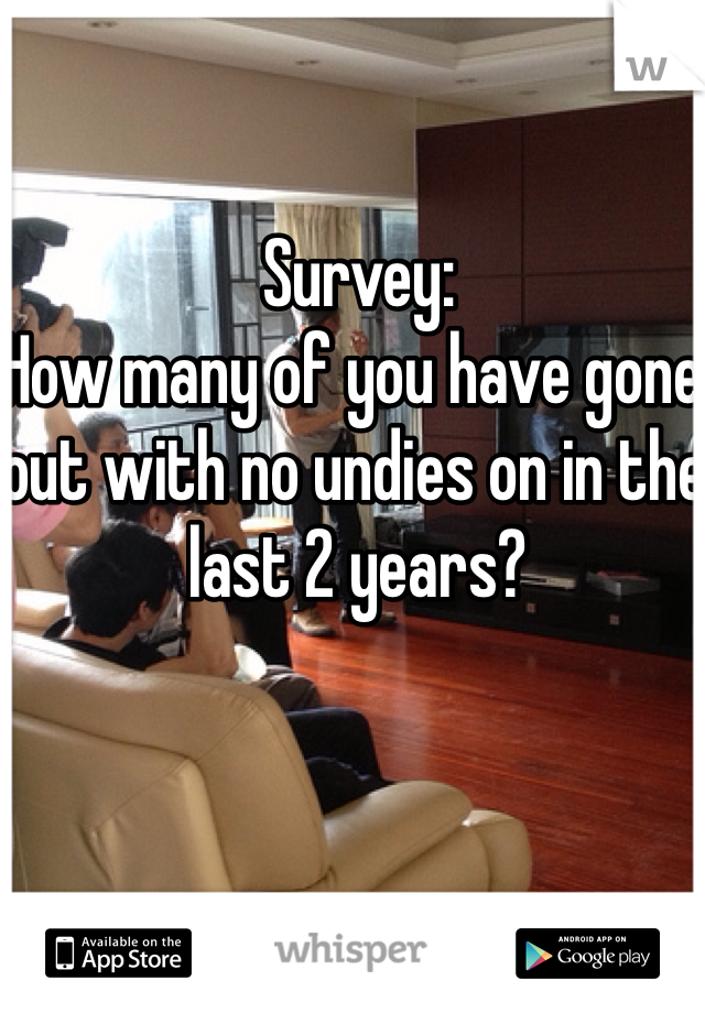 Survey:
How many of you have gone out with no undies on in the last 2 years?