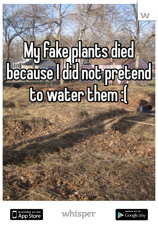 My fake plants died because I did not pretend to water them :(