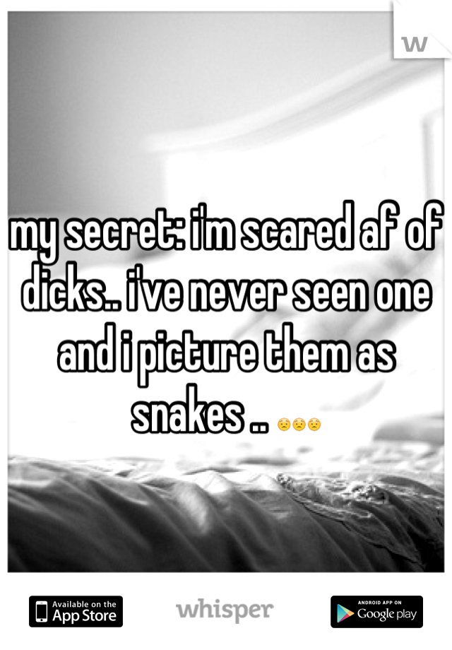 my secret: i'm scared af of dicks.. i've never seen one and i picture them as snakes .. 😟😟😟