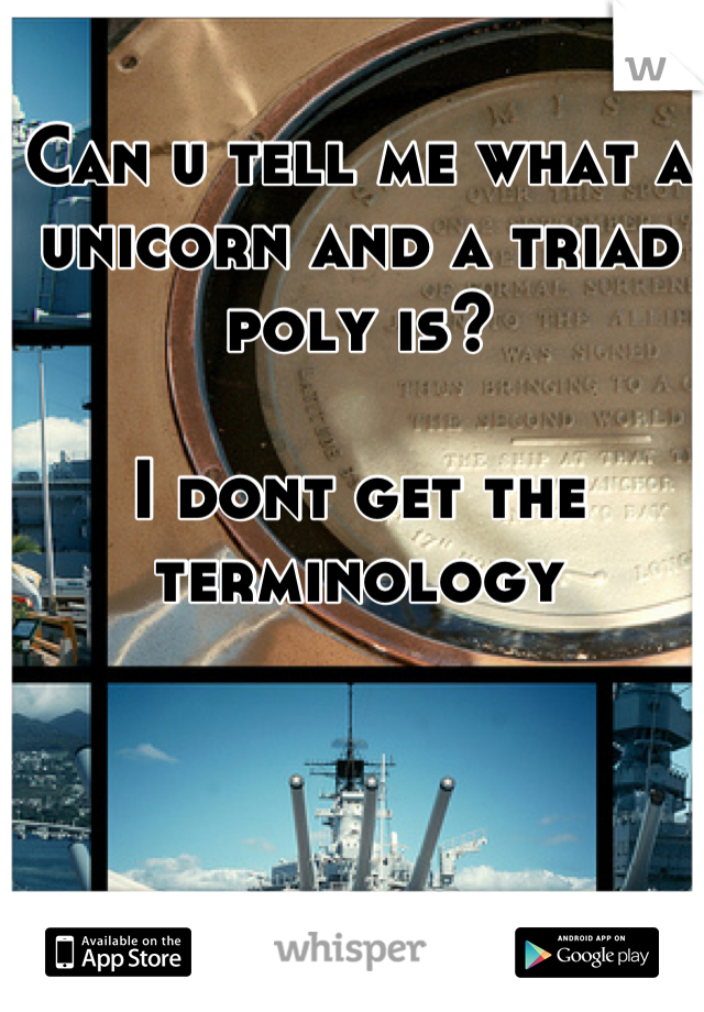 Can u tell me what a unicorn and a triad poly is?

I dont get the terminology