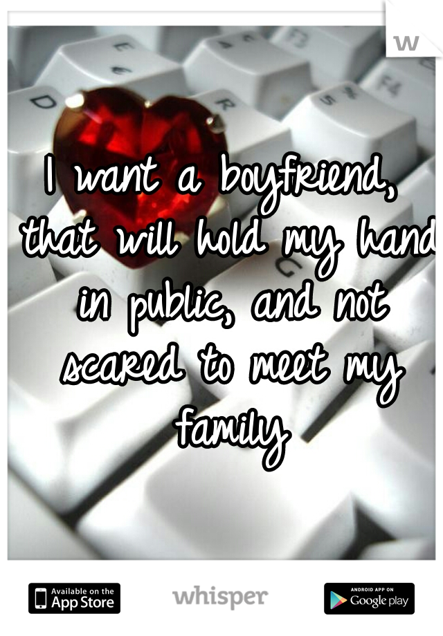 I want a boyfriend, that will hold my hand in public, and not scared to meet my family
