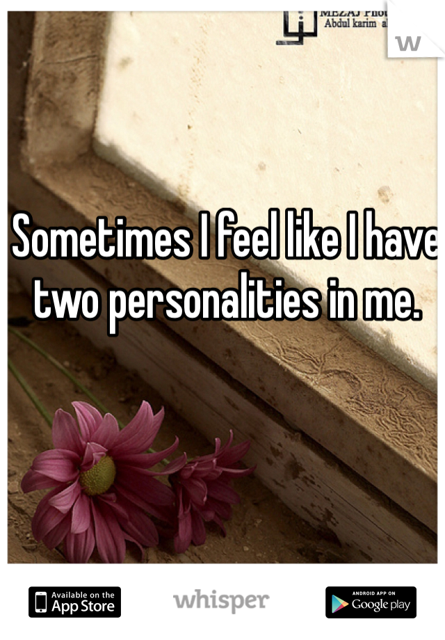 Sometimes I feel like I have two personalities in me.
