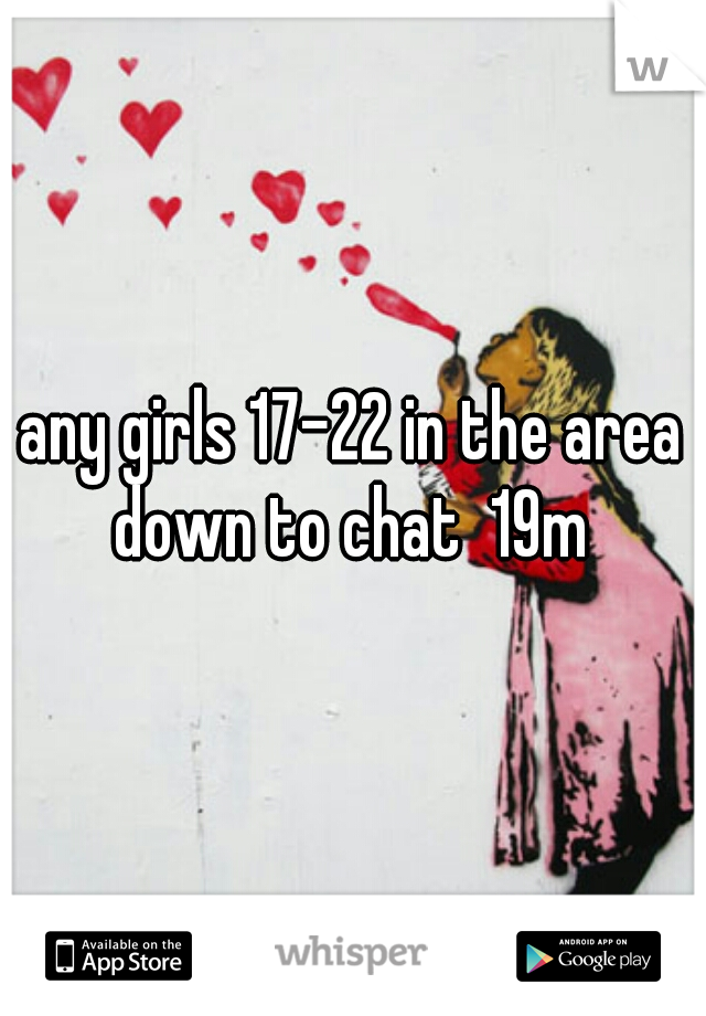 any girls 17-22 in the area down to chat  19m 
