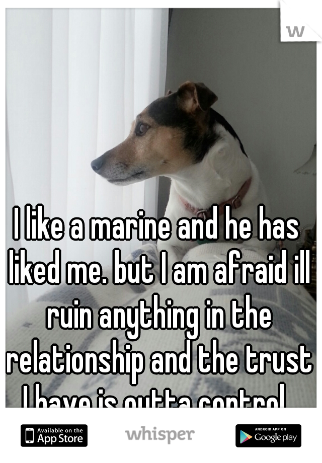 I like a marine and he has liked me. but I am afraid ill ruin anything in the relationship and the trust I have is outta control. 