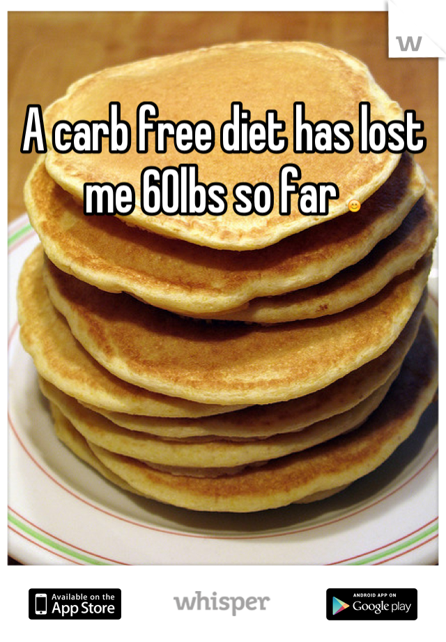 A carb free diet has lost me 60lbs so far 😊