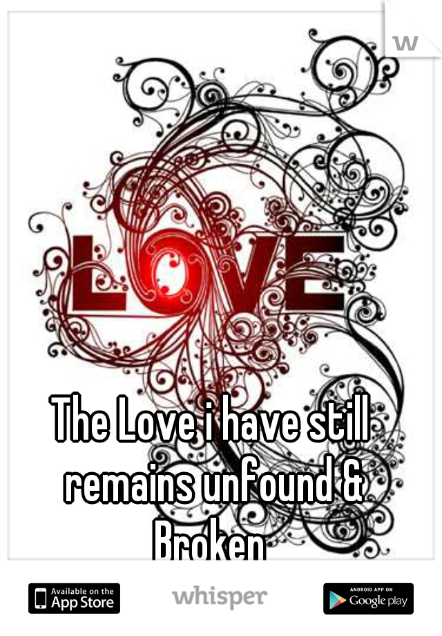 The Love i have still remains unfound &
Broken