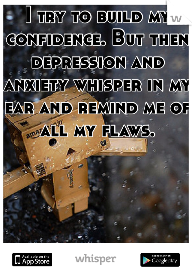 I try to build my confidence. But then depression and anxiety whisper in my ear and remind me of all my flaws.