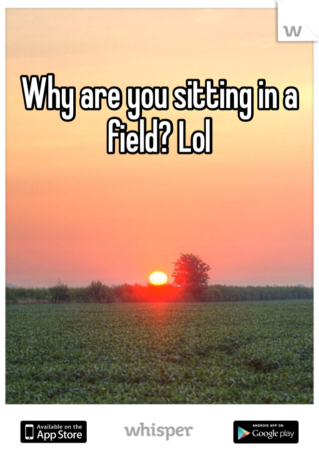 Why are you sitting in a field? Lol