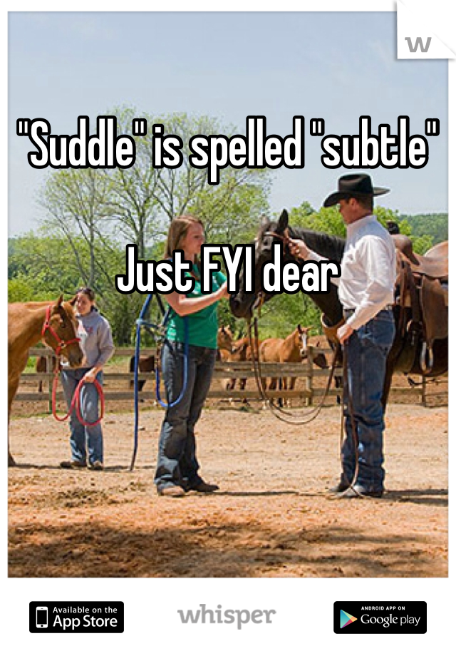 "Suddle" is spelled "subtle" 

Just FYI dear 