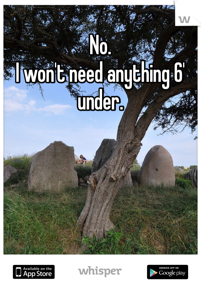 No.
I won't need anything 6' under.