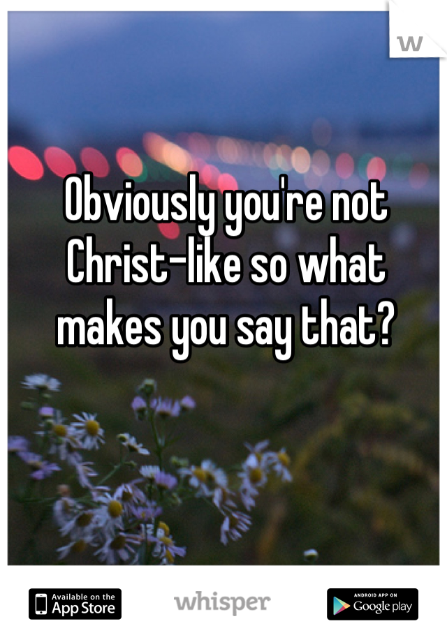 Obviously you're not Christ-like so what makes you say that?