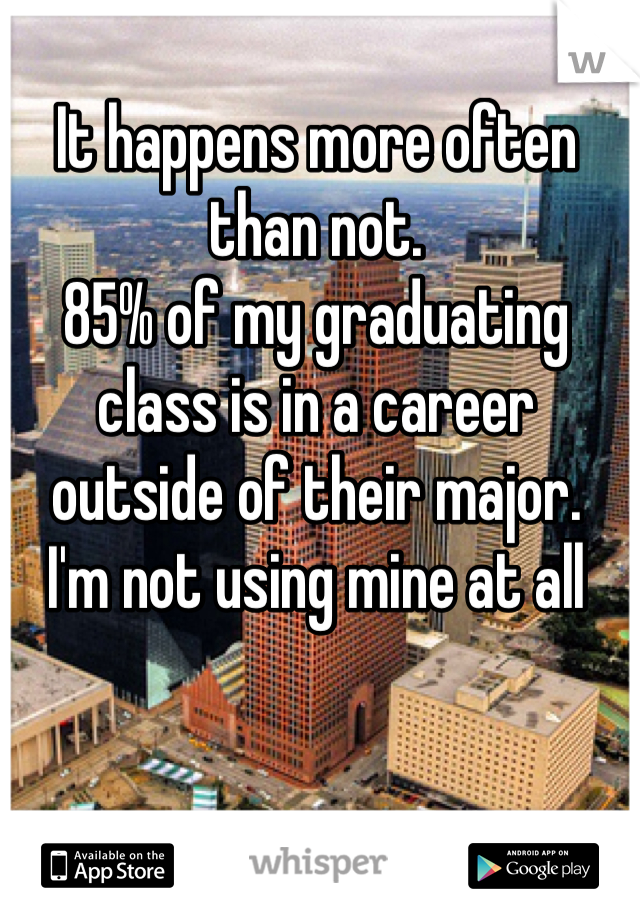 It happens more often than not.
85% of my graduating class is in a career outside of their major. 
I'm not using mine at all 