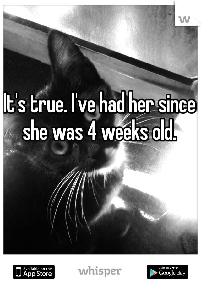 It's true. I've had her since she was 4 weeks old. 