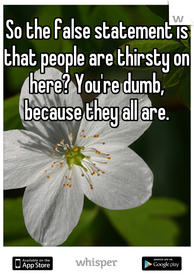 So the false statement is that people are thirsty on here? You're dumb, because they all are.