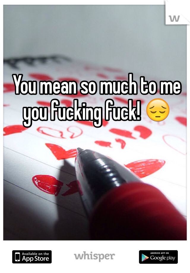 You mean so much to me you fucking fuck! 😔