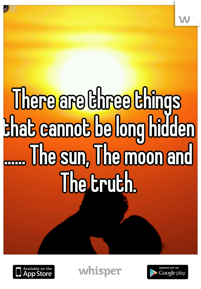 There are three things that cannot be long hidden …… The sun, The moon and The truth.