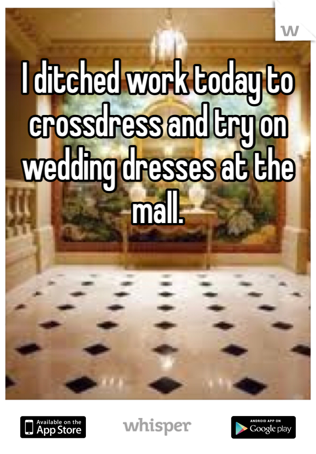 I ditched work today to crossdress and try on wedding dresses at the mall.
