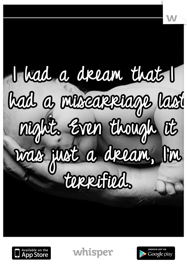 I had a dream that I had a miscarriage last night. Even though it was just a dream, I'm terrified.