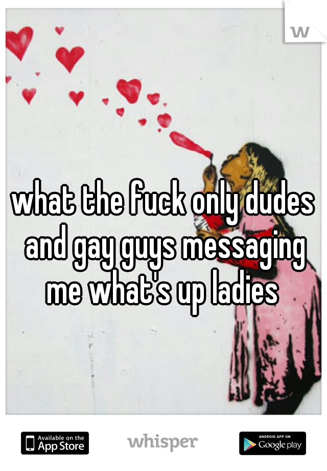 what the fuck only dudes and gay guys messaging me what's up ladies 
