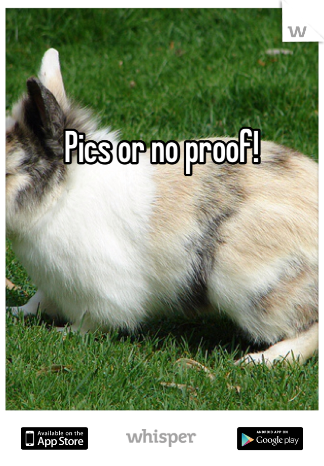 Pics or no proof!