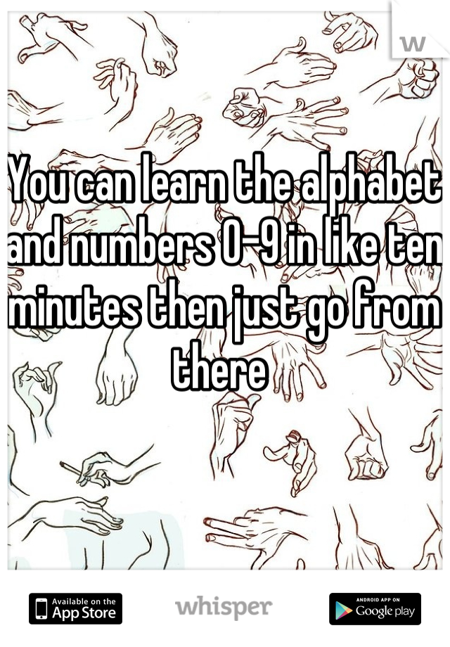 You can learn the alphabet and numbers 0-9 in like ten minutes then just go from there 
