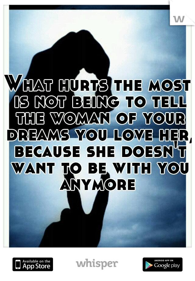 What hurts the most is not being to tell the woman of your dreams you love her, because she doesn't want to be with you anymore 