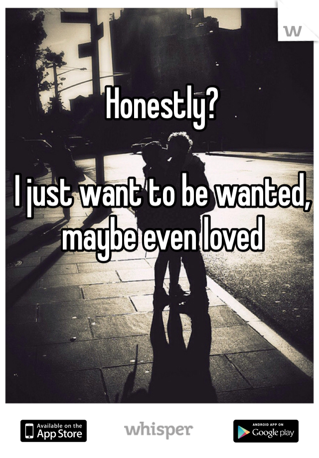 Honestly?

I just want to be wanted, maybe even loved