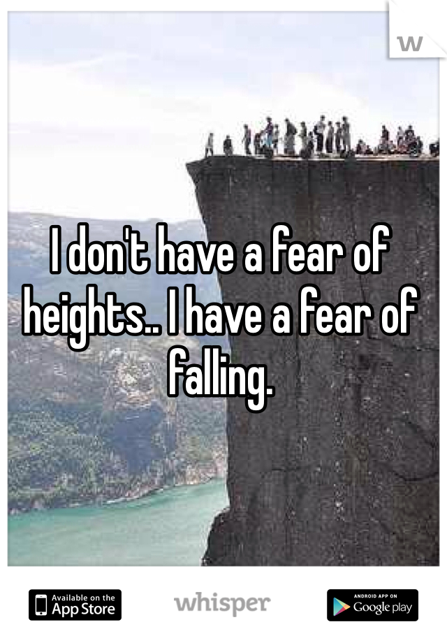 I don't have a fear of heights.. I have a fear of falling.